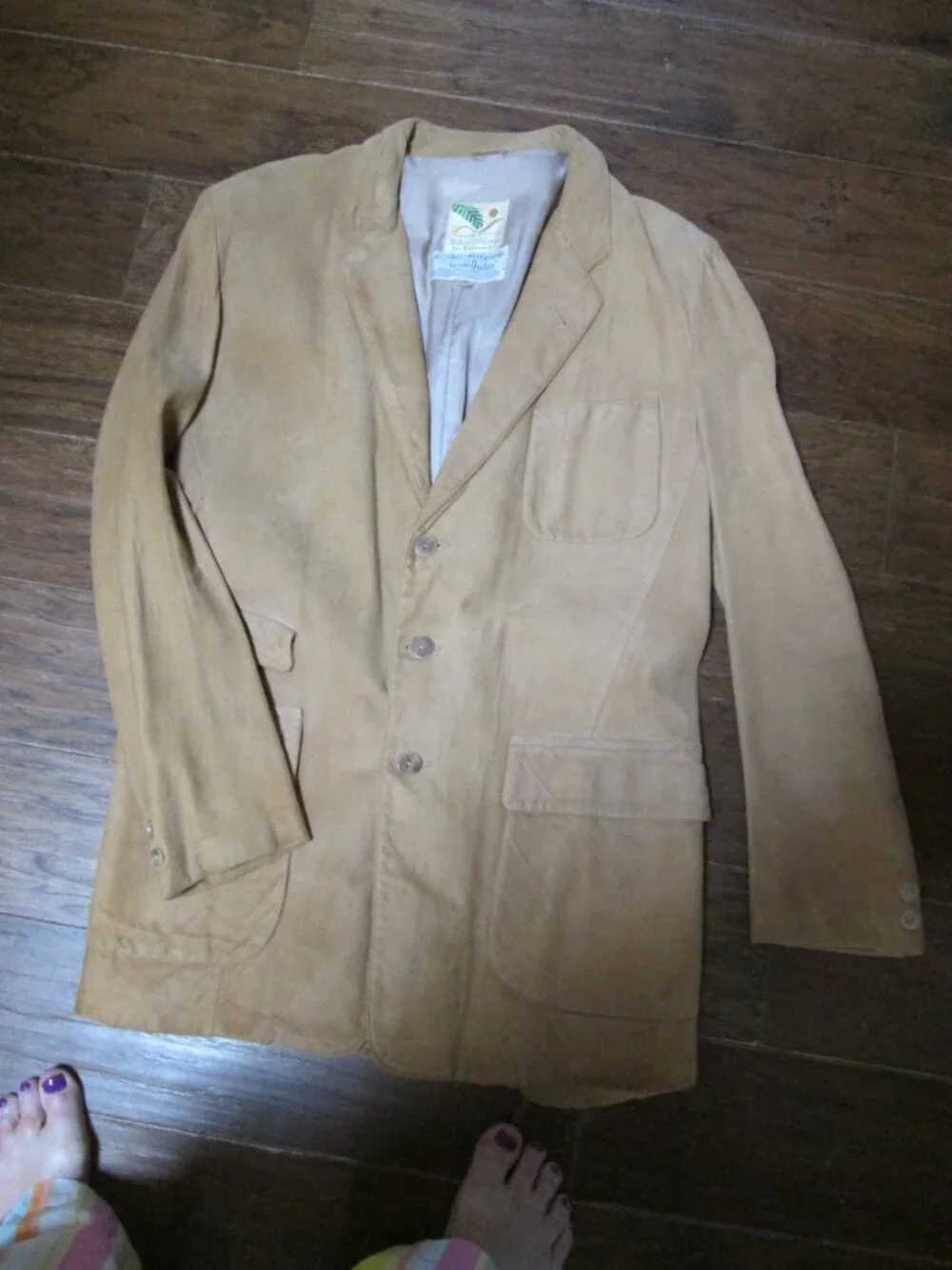 Vtg Made in California suede sport jacket MOD authentic 60s three button 4 pockt